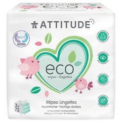 Attitude Eco Baby Wipes (3 X 72 Per Pack)