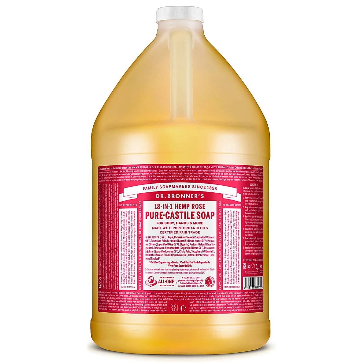 Dr. Bronner's Rose Castile Liquid Soap - 3.8L 3 Dr. Bronner's Rose Castile Liquid Soap - 3.8L
