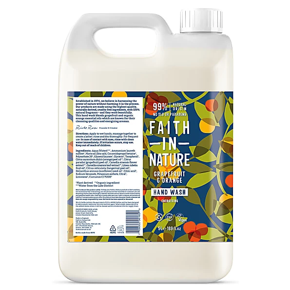 Faith In Nature Grapefruit & Orange Hand Wash 5L 3 Faith In Nature Grapefruit & Orange Hand Wash 5L