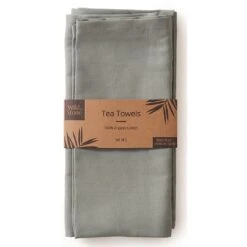 Wild & Stone Organic Cotton Tea Towels Set Of 2 - Moss Green