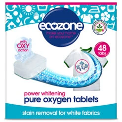Ecozone Pure Oxygen Whitener Stain Removal Tabs For Whites - 48 Tabs